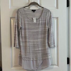 The Limited Gray Striped Long Sleeve Top